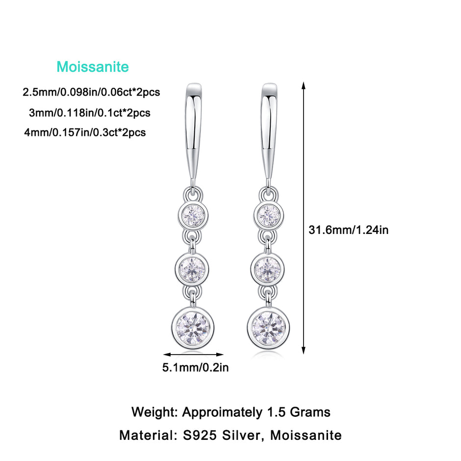 Elegante Moissanit Ohrringe mit 0.92 Karat in höchster VVS1-Reinheit und edlem D-Farbgrad aus rhodiniertem 925 Silber