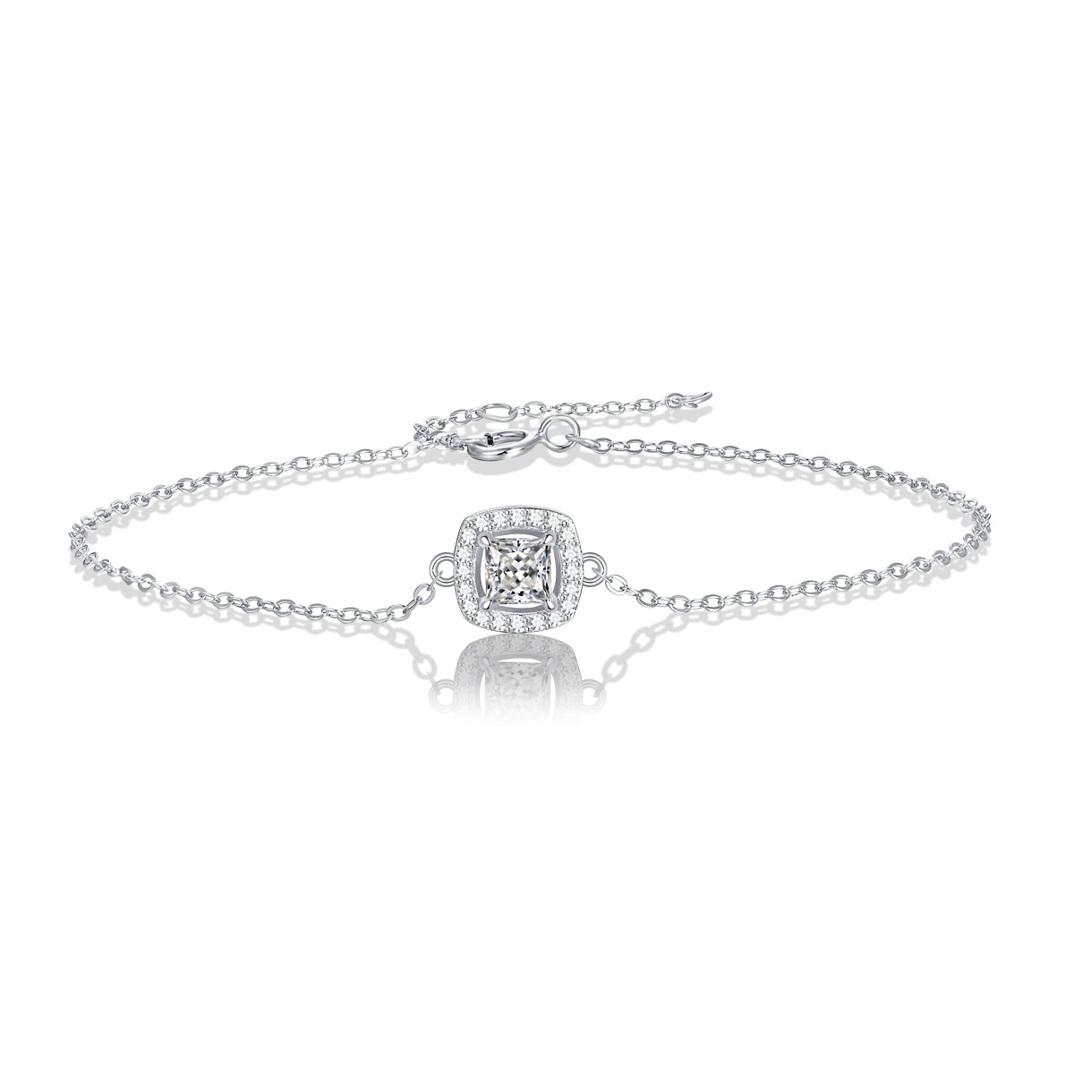 Moissanit Armband mit 1 Karat VVS1 Reinheit und D Farbgrad aus rhodiniertem 925 Silber (18 cm)
