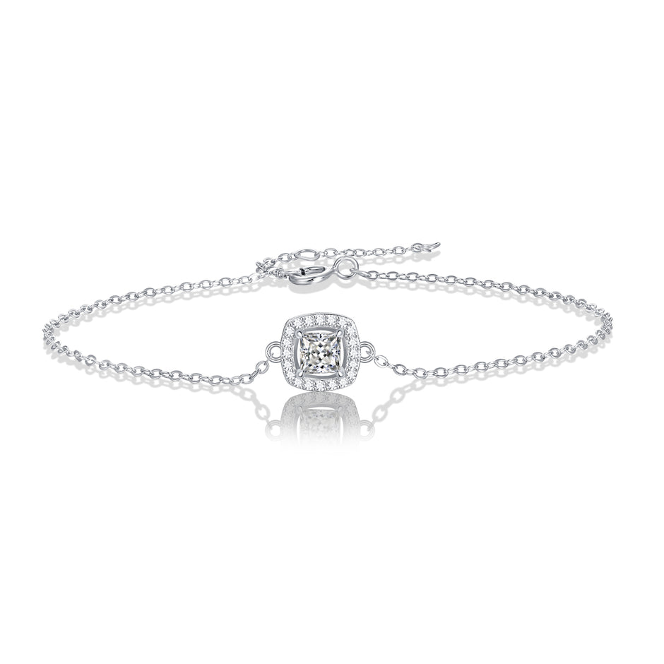 Moissanit Armband mit 1 Karat VVS1 Reinheit und D Farbgrad aus rhodiniertem 925 Silber (18 cm)
