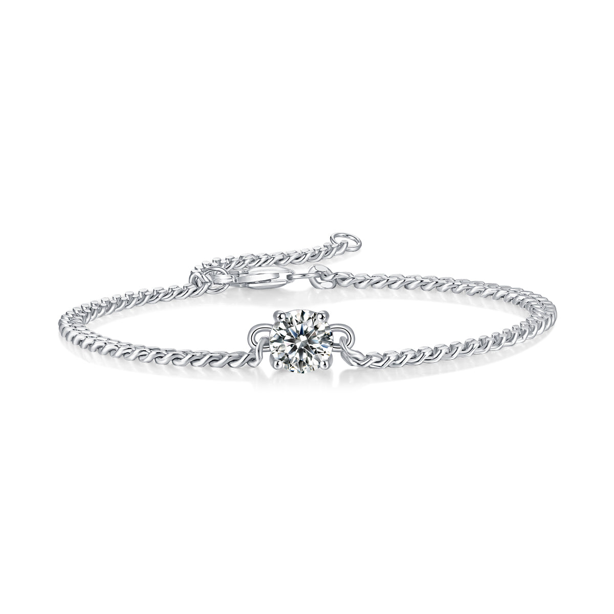 Moissanit  Armband mit 1 Karat VVS1 Reinheit und D Farbgrad aus rhodiniertem 925 Silber (18 cm)