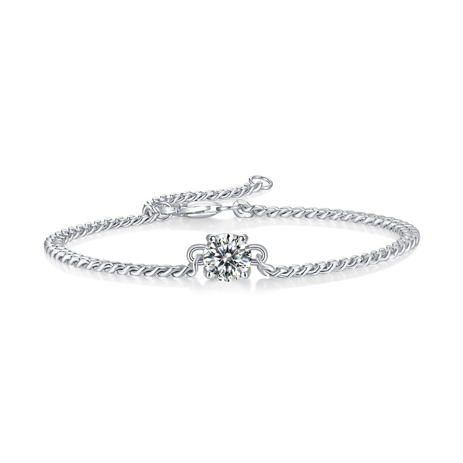 Moissanit  Armband mit 1 Karat VVS1 Reinheit und D Farbgrad aus rhodiniertem 925 Silber (18 cm)