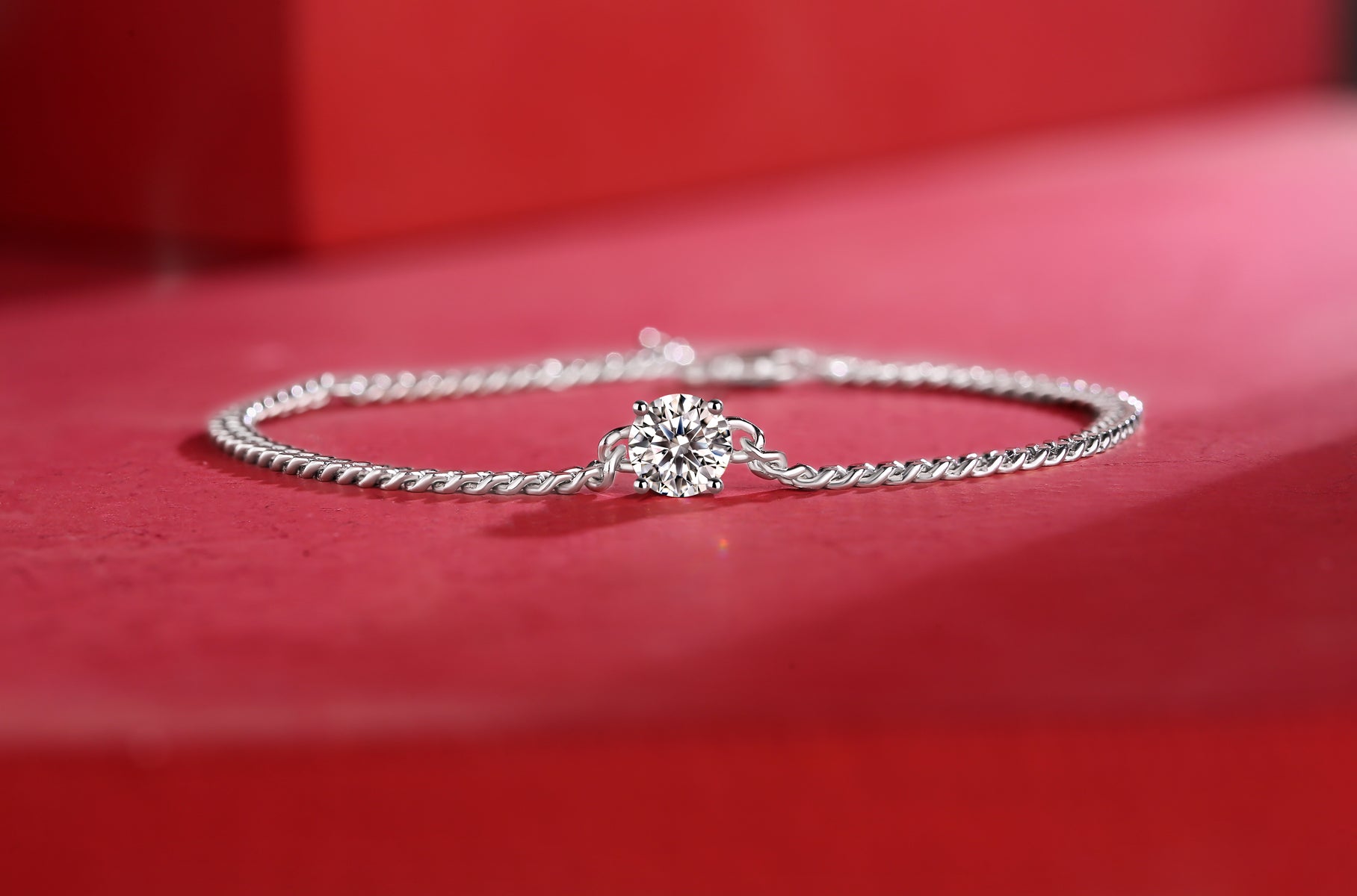 Moissanit  Armband mit 1 Karat VVS1 Reinheit und D Farbgrad aus rhodiniertem 925 Silber (18 cm)