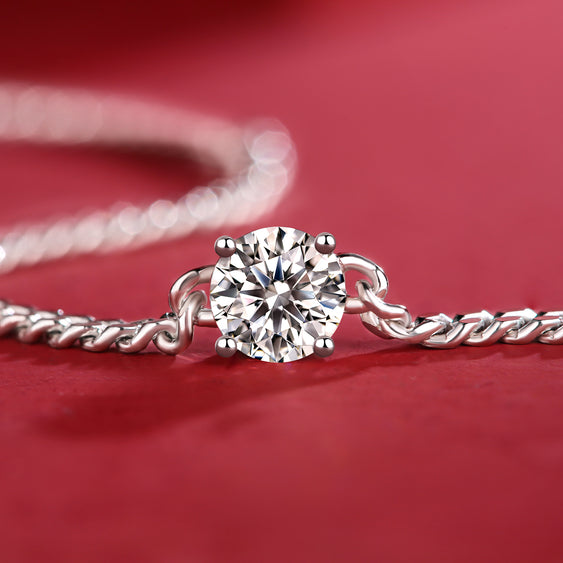 Moissanit  Armband mit 1 Karat VVS1 Reinheit und D Farbgrad aus rhodiniertem 925 Silber (18 cm)