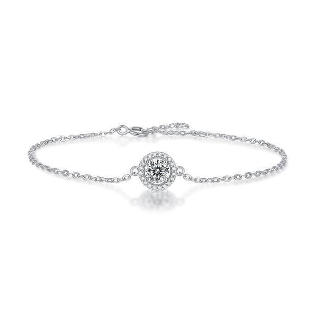 Moissanit Tennis Armband mit 0.68 Karat VVS1 Reinheit und D Farbgrad aus rhodiniertem 925 Silber (18 cm)