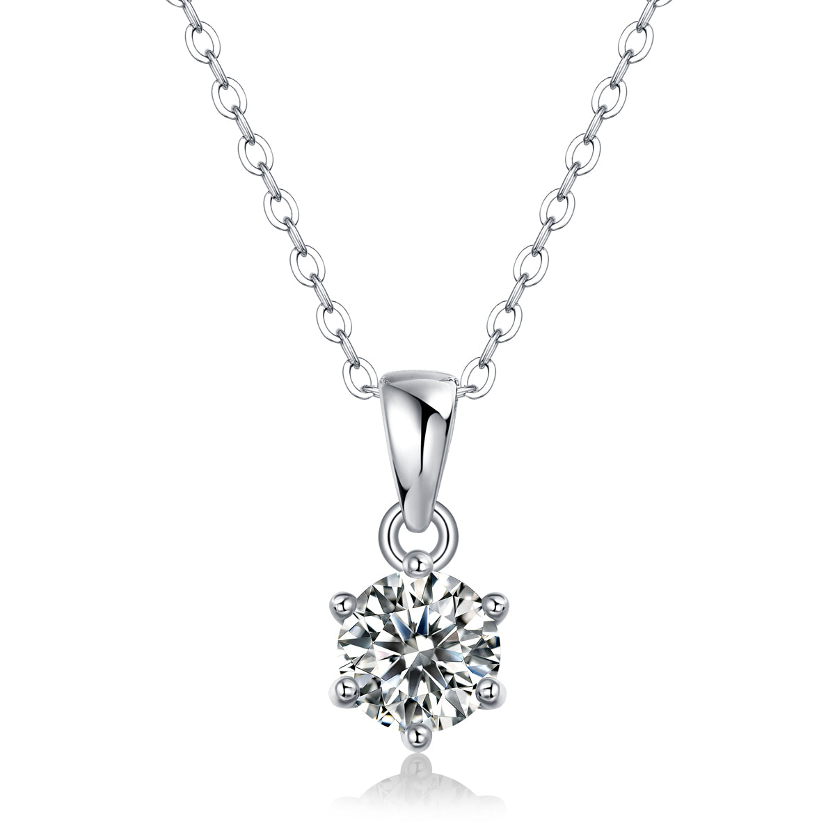 Moissanit Halskette 2 Karat in VVS-Reinheit und Farbgrad D - rhodinierte Solitär Anhänger mit eleganter  Kette aus 925er Silber