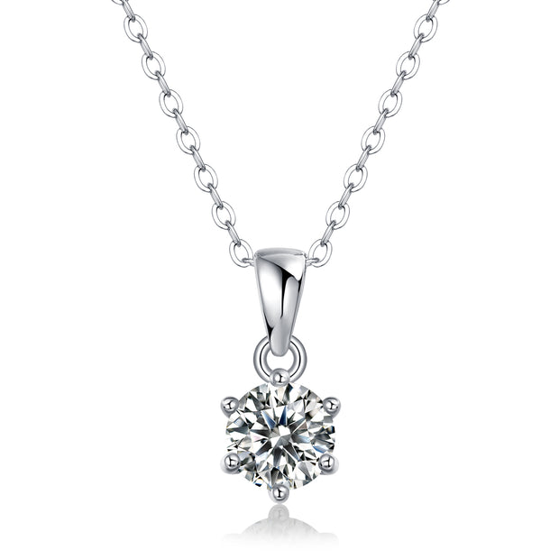Moissanit Halskette 2 Karat in VVS-Reinheit und Farbgrad D - rhodinierte Solitär Anhänger mit eleganter  Kette aus 925er Silber