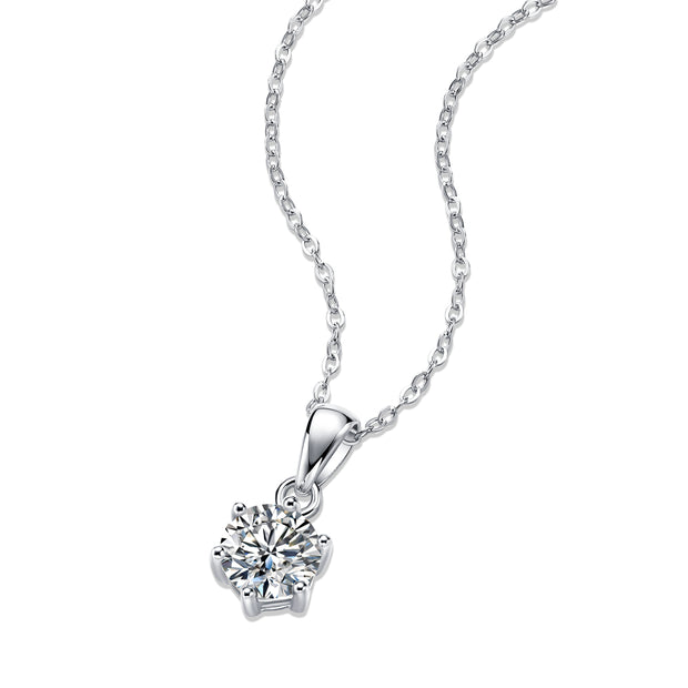 Moissanit Halskette 2 Karat in VVS-Reinheit und Farbgrad D - rhodinierte Solitär Anhänger mit eleganter  Kette aus 925er Silber
