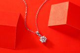 Moissanit Halskette 2 Karat in VVS-Reinheit und Farbgrad D - rhodinierte Solitär Anhänger mit eleganter  Kette aus 925er Silber