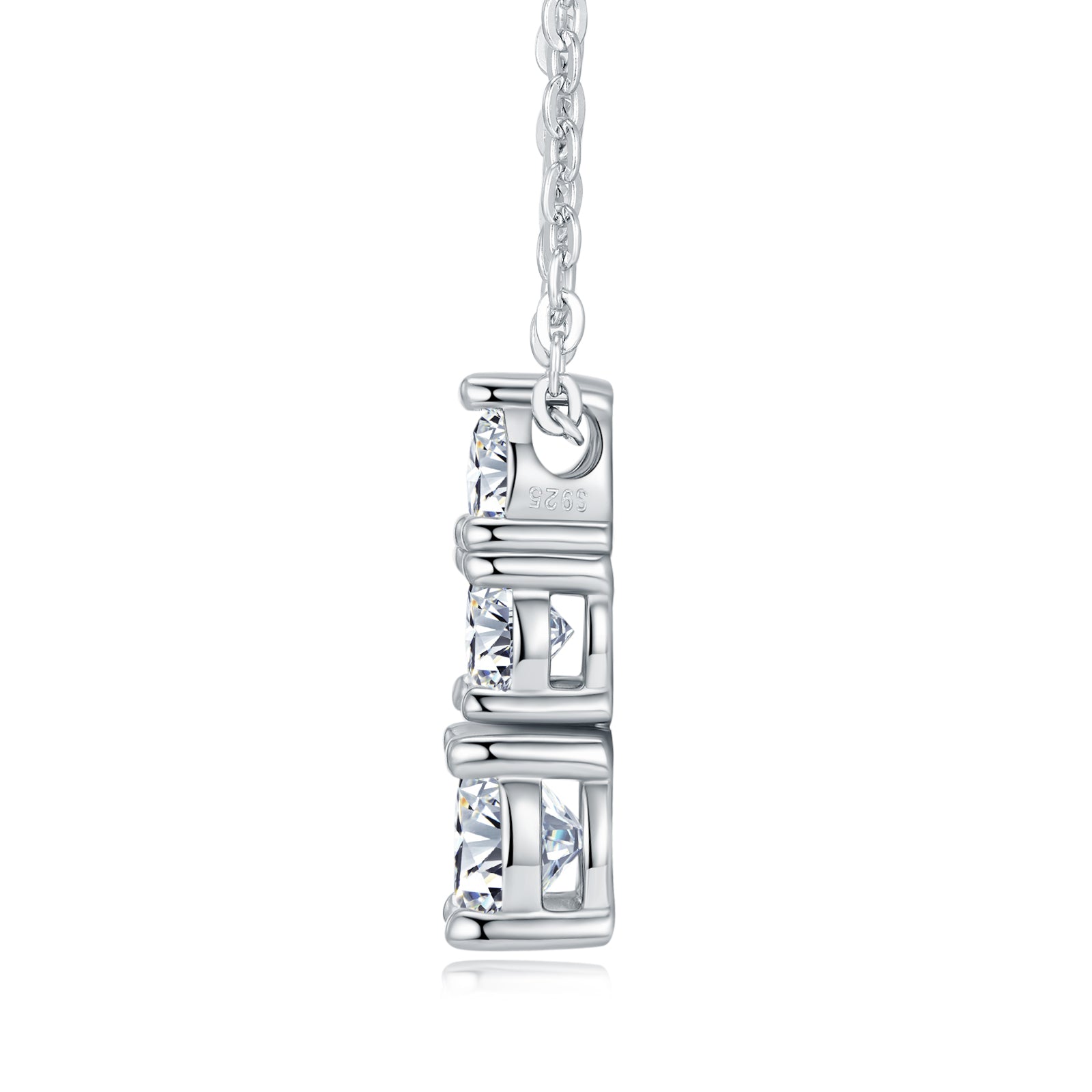 Moissanit Halskette 1.8 Karat in VVS1 Reinheit und Farbgrad D - rhodinierte Anhänger mit eleganter  Kette aus 925er Silber