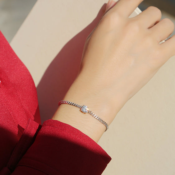 Moissanit  Armband mit 1 Karat VVS1 Reinheit und D Farbgrad aus rhodiniertem 925 Silber (18 cm)