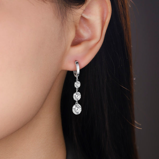 Elegante Moissanit Creolen mit 7 Karat in höchster VVS1-Reinheit und edlem D-Farbgrad aus rhodiniertem 925 Silber