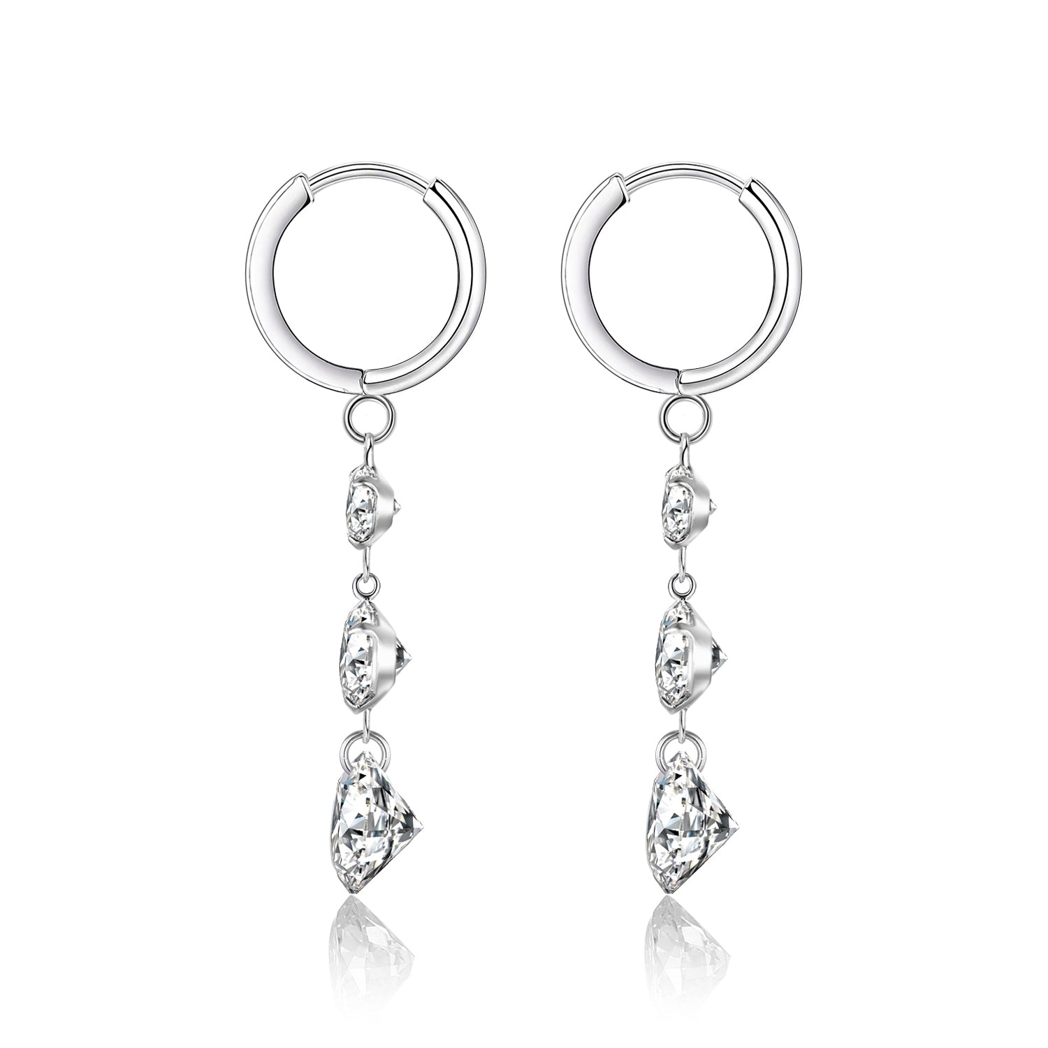 Elegante Moissanit Creolen mit 7 Karat in höchster VVS1-Reinheit und edlem D-Farbgrad aus rhodiniertem 925 Silber