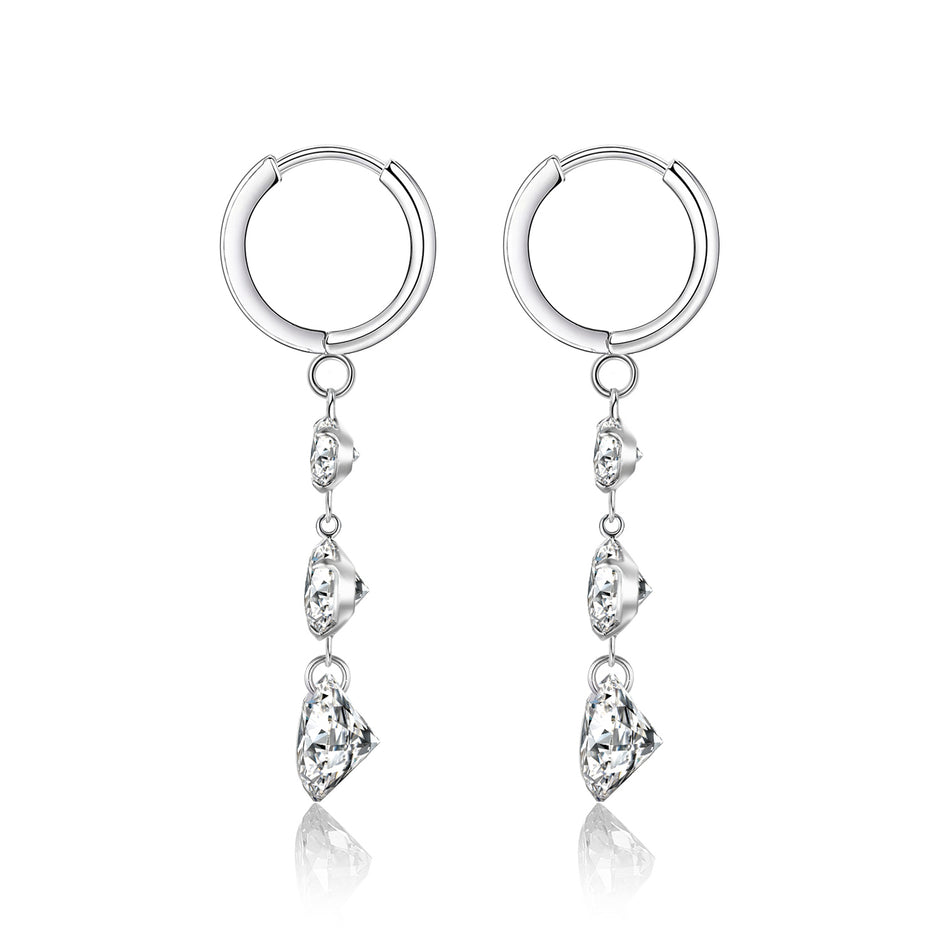 Elegante Moissanit Creolen mit 7 Karat in höchster VVS1-Reinheit und edlem D-Farbgrad aus rhodiniertem 925 Silber