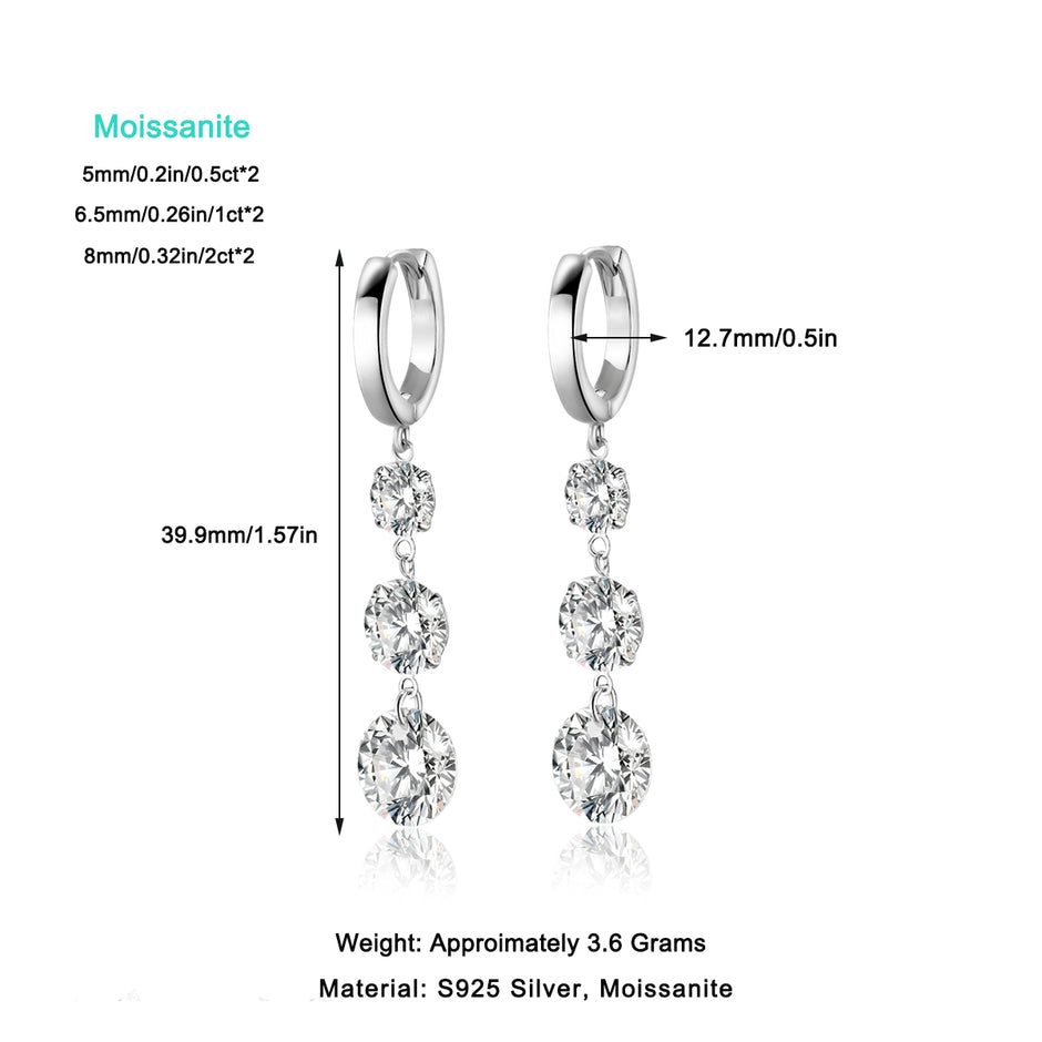 Elegante Moissanit Creolen mit 7 Karat in höchster VVS1-Reinheit und edlem D-Farbgrad aus rhodiniertem 925 Silber