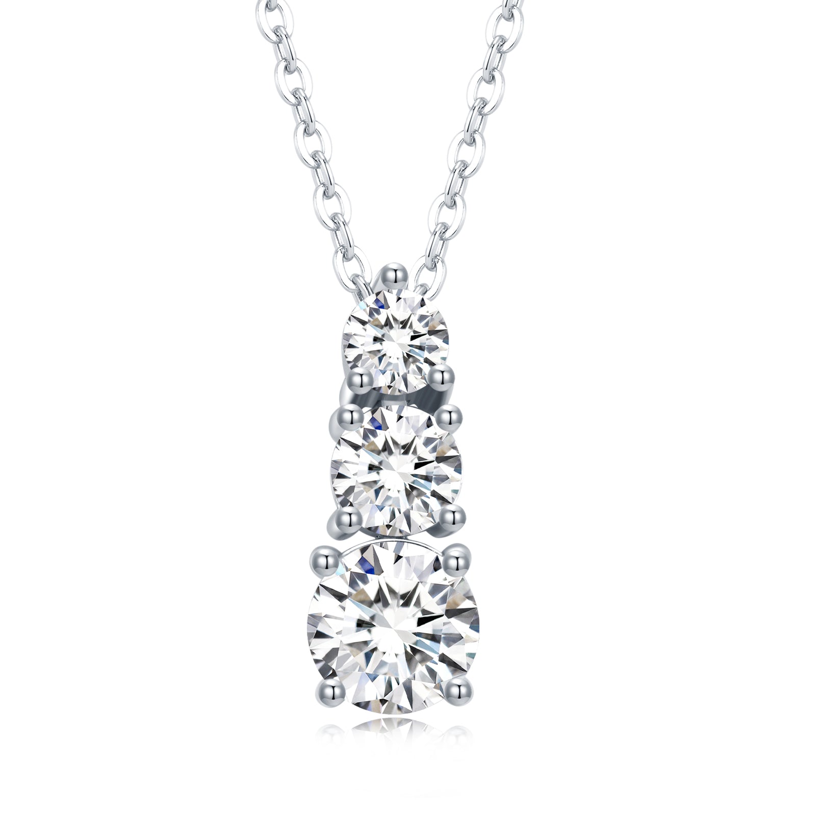 Moissanit Halskette 1.8 Karat in VVS1 Reinheit und Farbgrad D - rhodinierte Anhänger mit eleganter  Kette aus 925er Silber