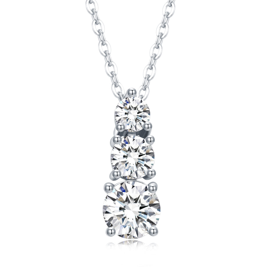 Moissanit Halskette 1.8 Karat in VVS1 Reinheit und Farbgrad D - rhodinierte Anhänger mit eleganter  Kette aus 925er Silber