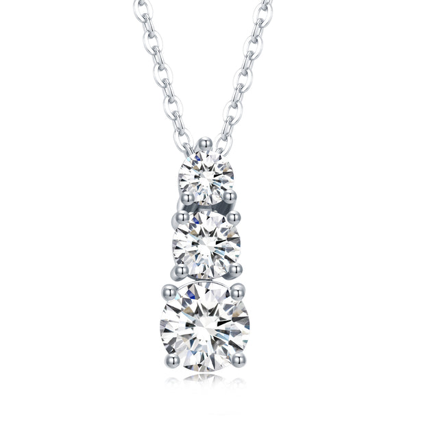 Moissanit Halskette 1.8 Karat in VVS1 Reinheit und Farbgrad D - rhodinierte Anhänger mit eleganter  Kette aus 925er Silber
