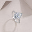 Moissanit Ring / Verlobungsring / Silberring mit 3 Karat VVS1 Reinheit und Farbgrad D im Tropfen-Schliff in rhodiniertem 925 Sterlingsilber.