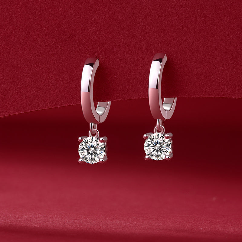Elegante Moissanit Ohrringe mit 0.5 Karat in höchster VVS1-Reinheit und edlem D-Farbgrad aus rhodiniertem 925 Silber