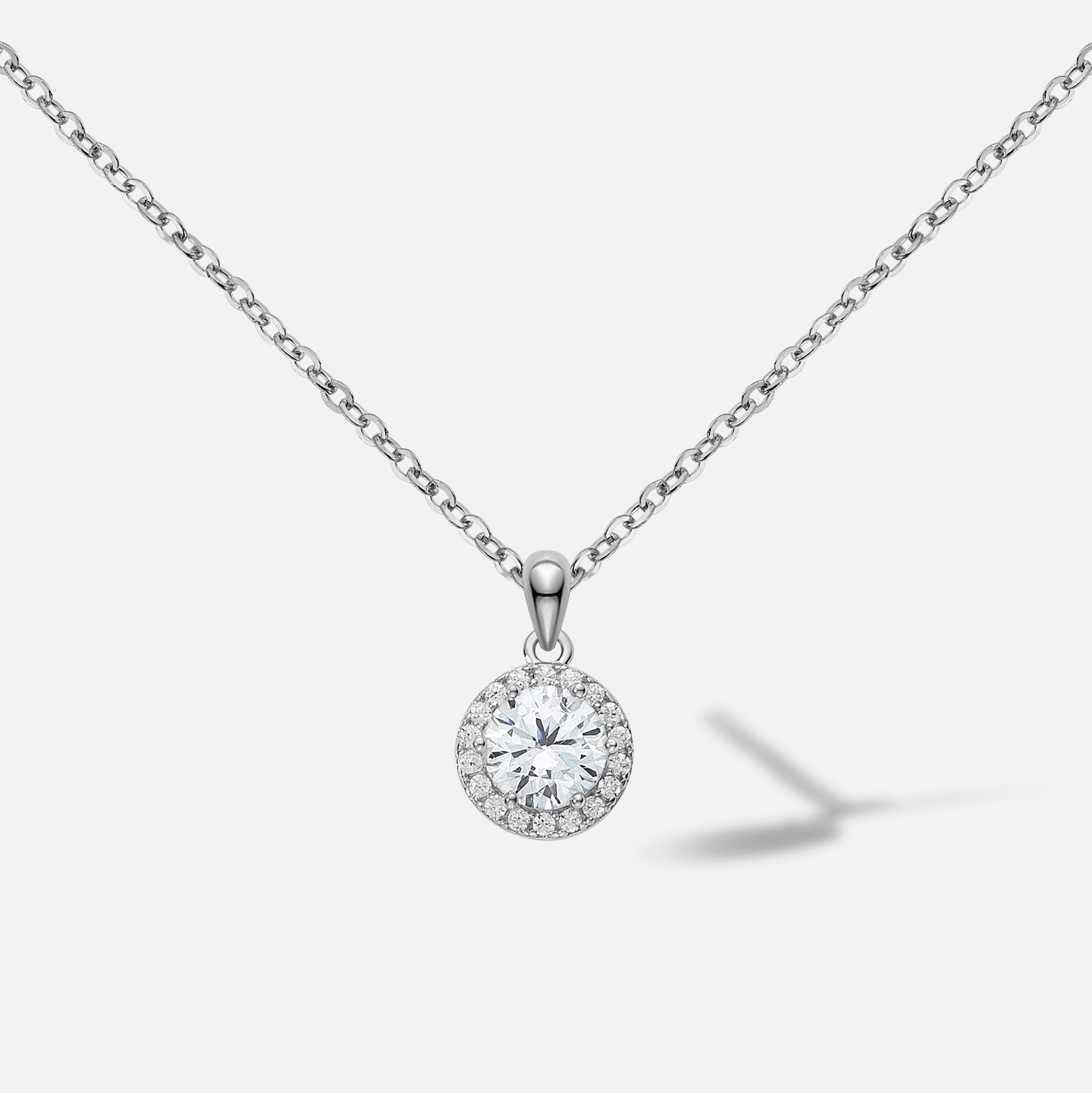 Halskette Silber 925 - Brilliantschliff rhodiniert 45cm