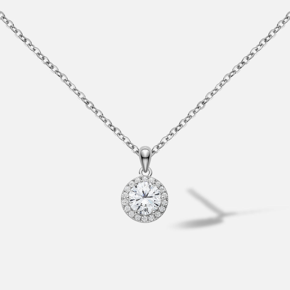 Halskette Silber 925 - Brilliantschliff rhodiniert 45cm