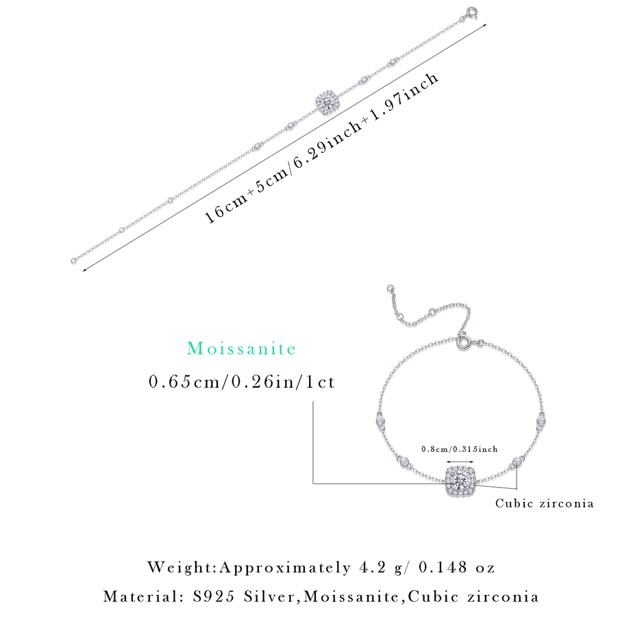 Moissanit Tennis Armband mit 1.7 Karat VVS1 Reinheit und D Farbgrad aus rhodiniertem 925 Silber (18 cm)
