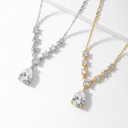 Silber Halskette 925 - 18k vergoldetet mit Zirkonia 45 cm