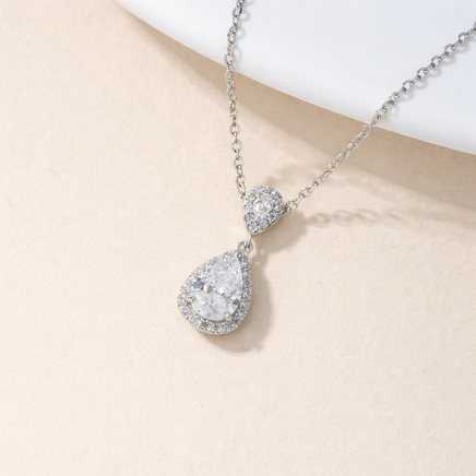 Silber Halskette 925 - rhodiniert Tropfen Schliff 45 cm