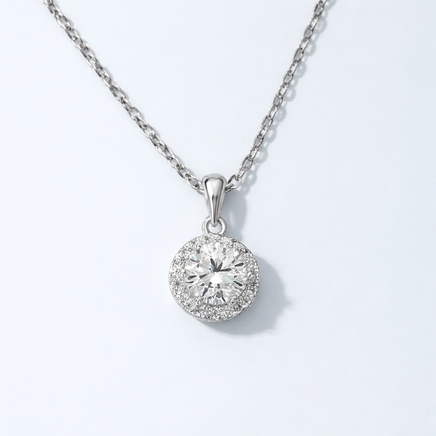 Halskette Silber 925 - rhodiniert Zirkonia in Brilliantschliff 45 cm