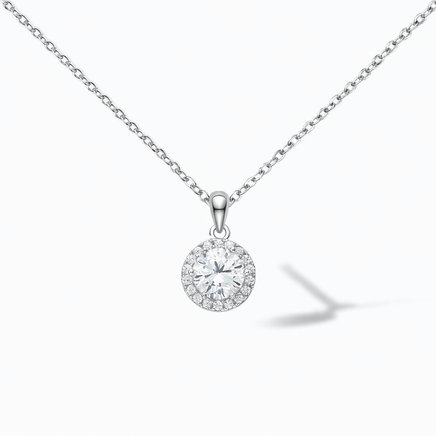 Halskette Silber 925 - rhodiniert Zirkonia in Brilliantschliff 45 cm