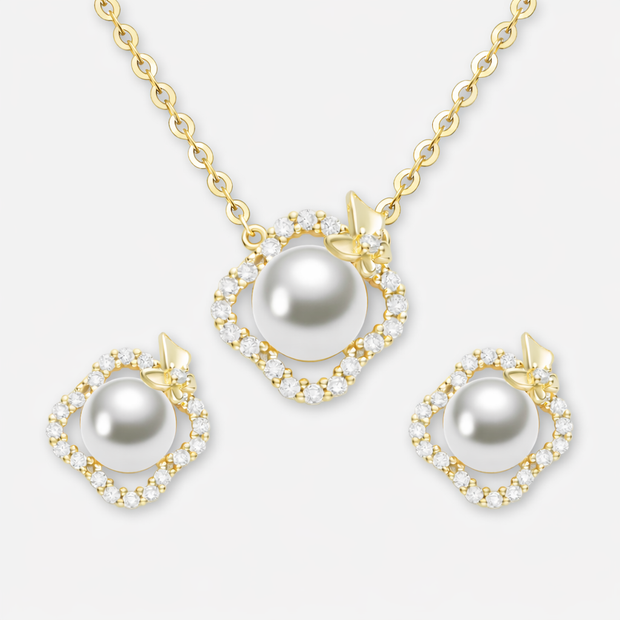 Silber Set Halskette und Ohrringe 925 Silber - Zirkonia und rhodiniert in 45 cm