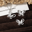 Silber Set Halskette und Ohrringe 925 Silber - Schmetterlings Motiv Zirkonia und rhodiniert in 45 cm
