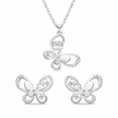 Silber Set Halskette und Ohrringe 925 Silber - Schmetterlings Motiv Zirkonia und rhodiniert in 45 cm