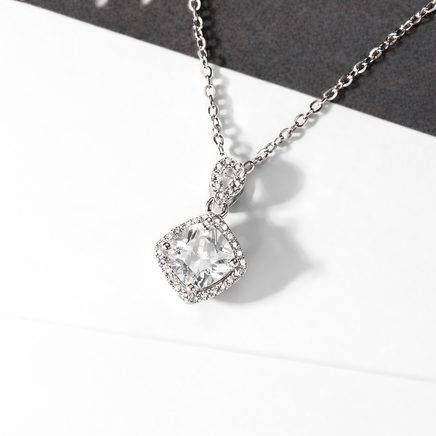 Silber Set Halskette und Ohrringe 925 Silber rhodiniert - Brilliant Schliff Zirkonia 45 cm