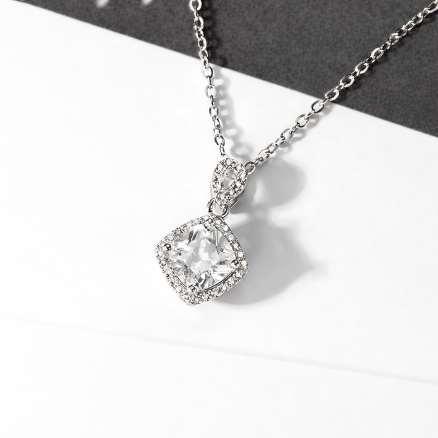 Silber Set Halskette und Ohrringe 925 Silber rhodiniert - Brilliant Schliff Zirkonia 45 cm