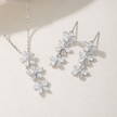 Silber Set Halskette und Ohrringe 925 Silber rhodiniert - Zirkonia Blumenmuster 45 cm