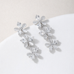 Silber Set Halskette und Ohrringe 925 Silber rhodiniert - Zirkonia Blumenmuster 45 cm
