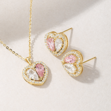 Silber Set Halskette und Ohrringe 925 Silber - Zirkonia und rhodiniert in 45 cm