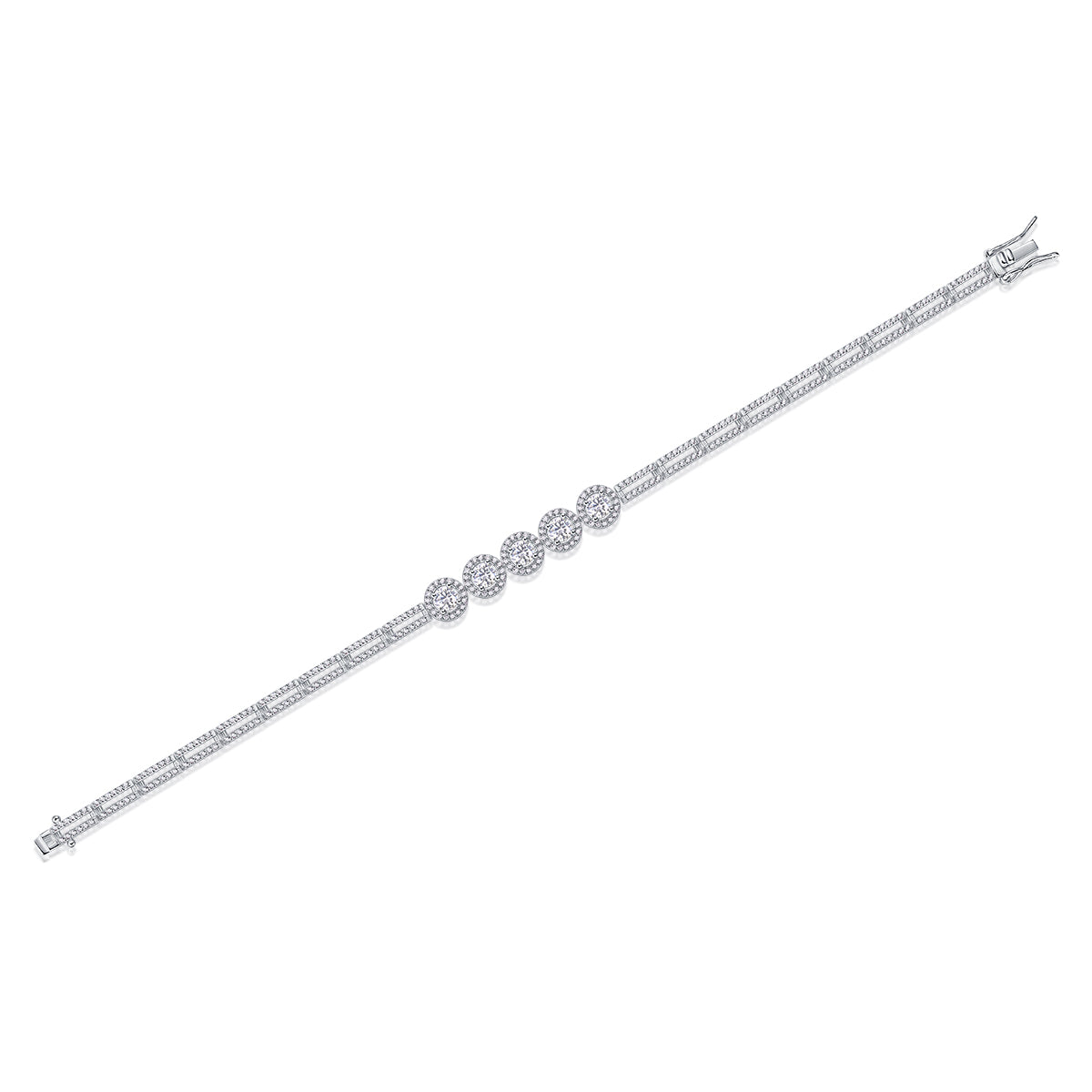 Moissanit Armband mit 2.86 Karat VVS1 Reinheit und D Farbgrad aus rhodiniertem 925 Silber (18 cm)