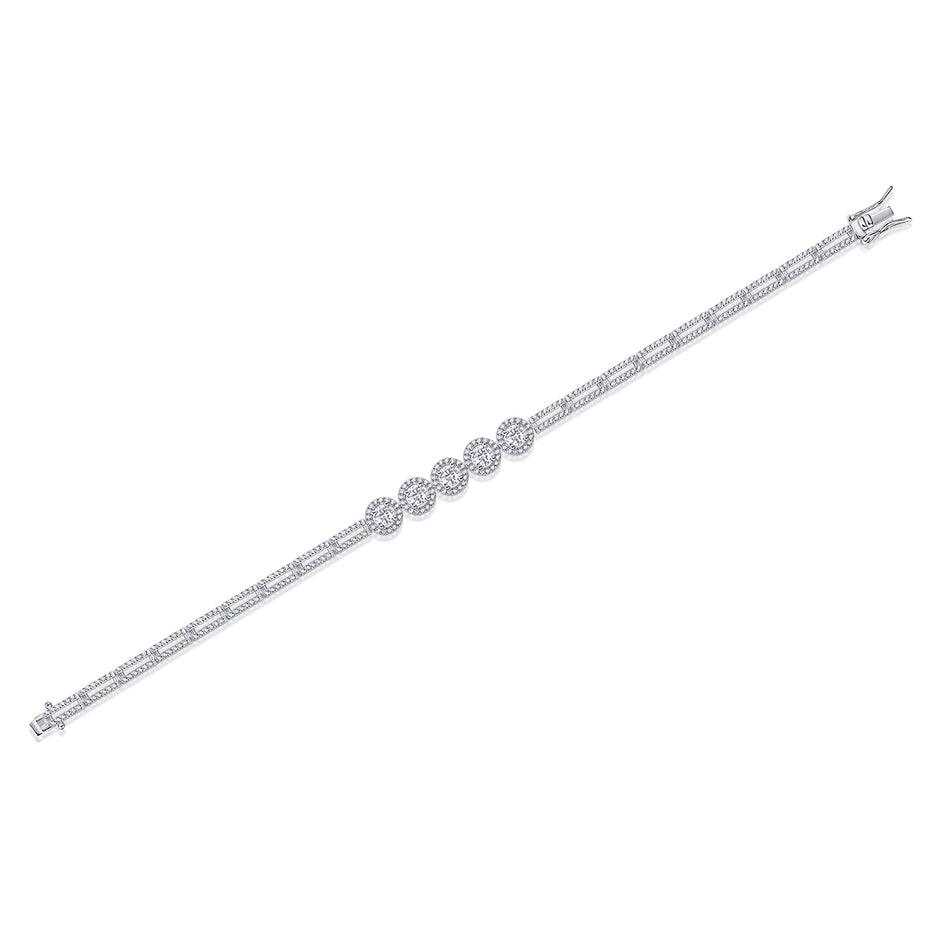 Moissanit Armband mit 2.86 Karat VVS1 Reinheit und D Farbgrad aus rhodiniertem 925 Silber (18 cm)