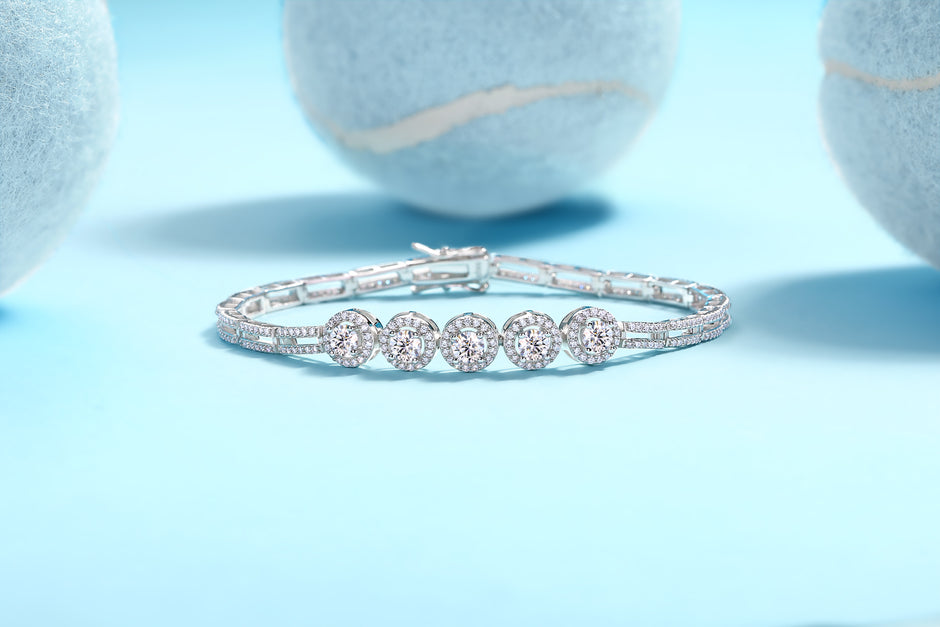 Moissanit Armband mit 2.86 Karat VVS1 Reinheit und D Farbgrad aus rhodiniertem 925 Silber (18 cm)