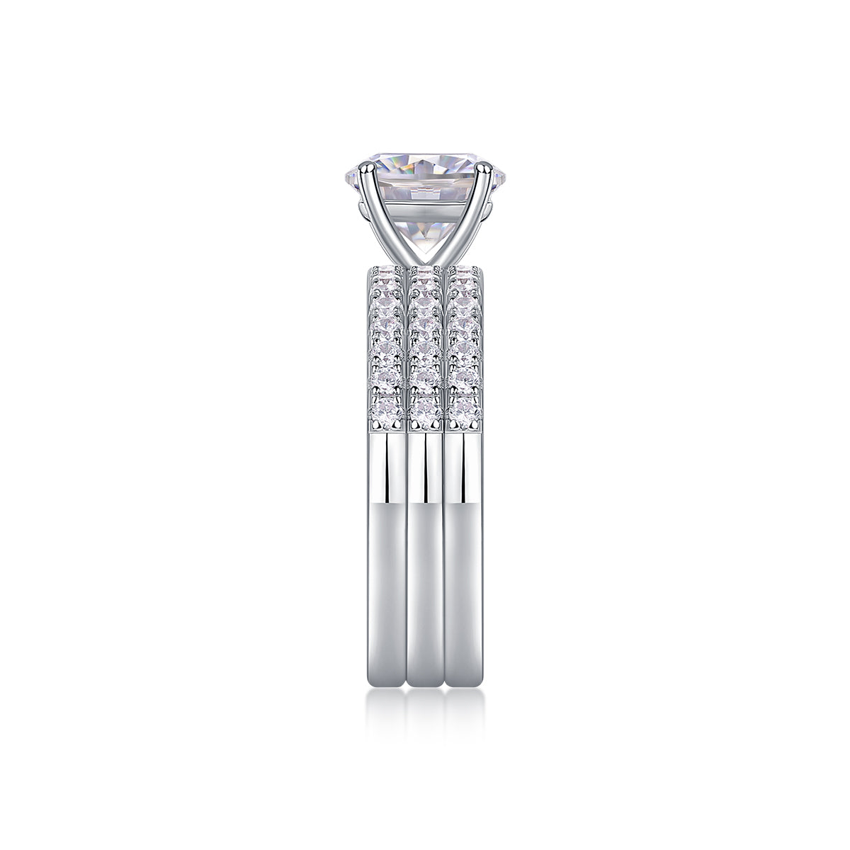 Moissanit Ring / Verlobungsring / Silberring mit 3.29 Karat VVS1 Reinheit und Farbgrad D im Brilliantschliff in rhodiniertem 925 Sterlingsilber.