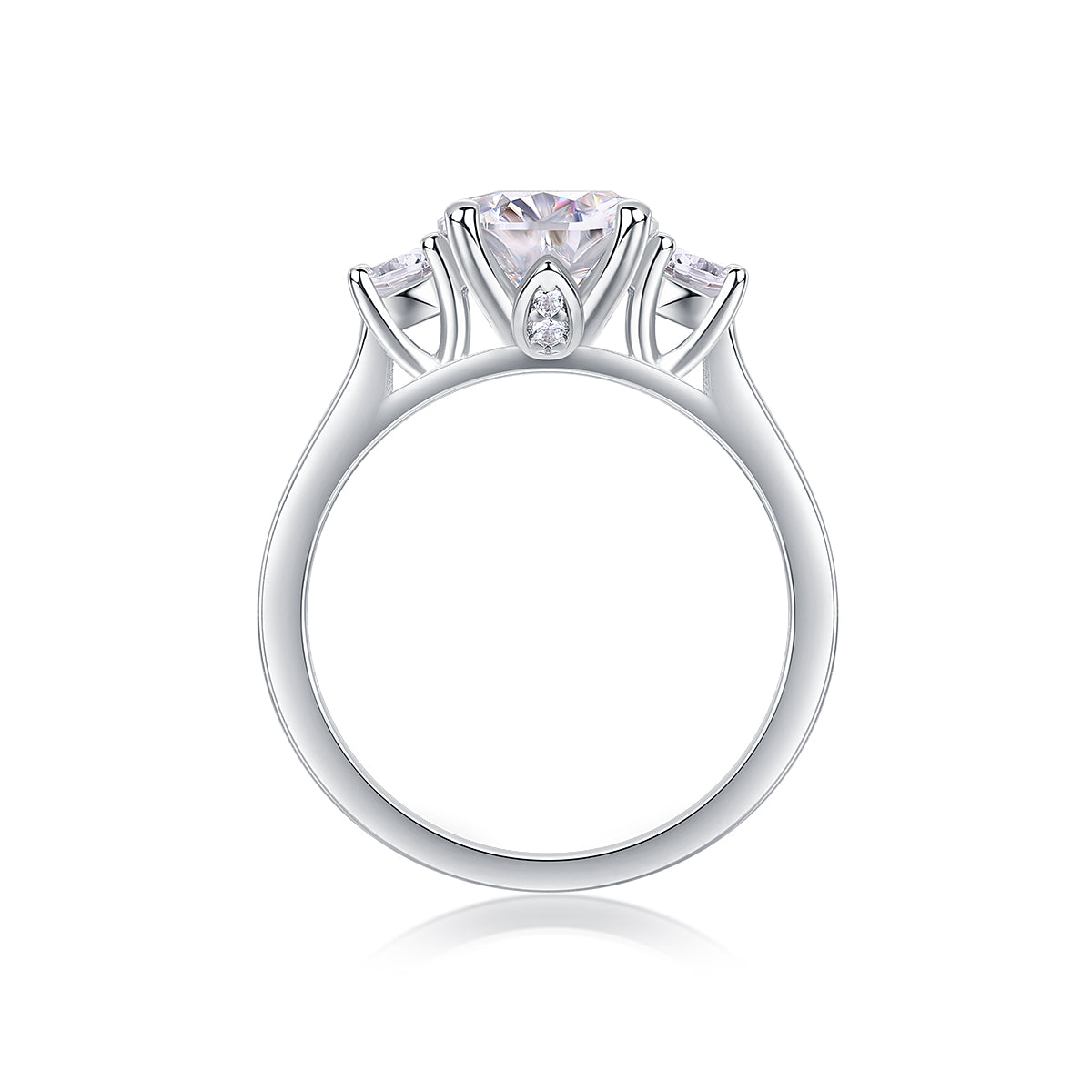 Moissanit Ring / Verlobungsring / Silberring mit 2.45 Karat VVS1 Reinheit und Farbgrad D im Brilliantschliff in rhodiniertem 925 Sterlingsilber.
