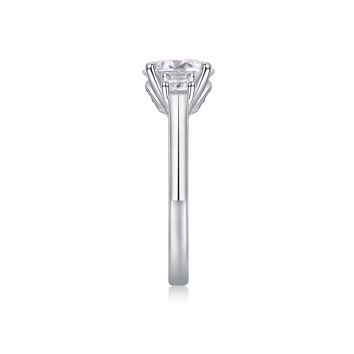 Moissanit Ring / Verlobungsring / Silberring mit 2.45 Karat VVS1 Reinheit und Farbgrad D im Brilliantschliff in rhodiniertem 925 Sterlingsilber.