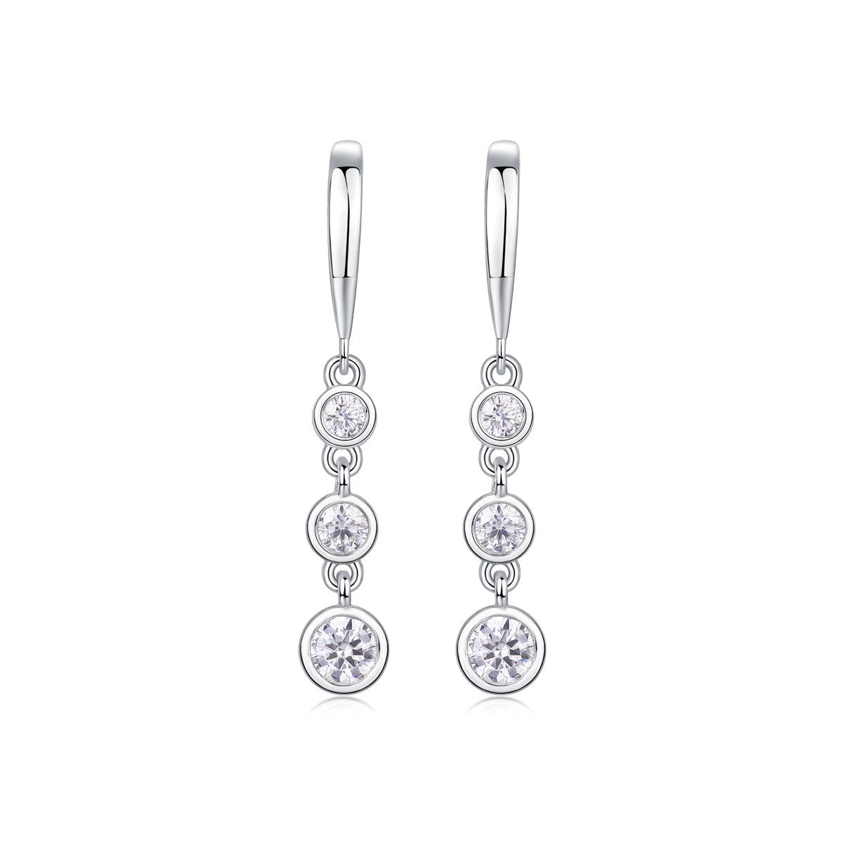 Elegante Moissanit Ohrringe mit 0.92 Karat in höchster VVS1-Reinheit und edlem D-Farbgrad aus rhodiniertem 925 Silber
