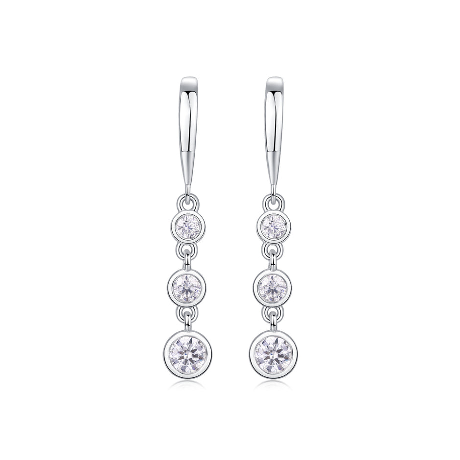 Elegante Moissanit Ohrringe mit 0.92 Karat in höchster VVS1-Reinheit und edlem D-Farbgrad aus rhodiniertem 925 Silber