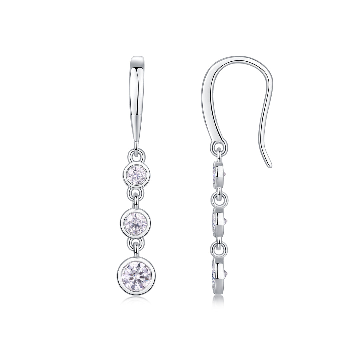 Elegante Moissanit Ohrringe mit 0.92 Karat in höchster VVS1-Reinheit und edlem D-Farbgrad aus rhodiniertem 925 Silber