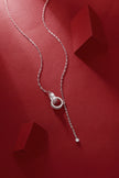 Moissanit Halskette 0.03 Karat in VVS-Reinheit und Farbgrad D - rhodinierte Love Anhänger mit eleganter  Kette aus 925er Silber