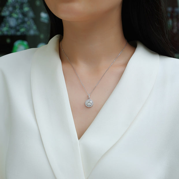 Moissanit Halskette 2 Karat in VVS-Reinheit und Farbgrad D - rhodinierte Anhänger mit eleganter  Kette aus 925er Silber
