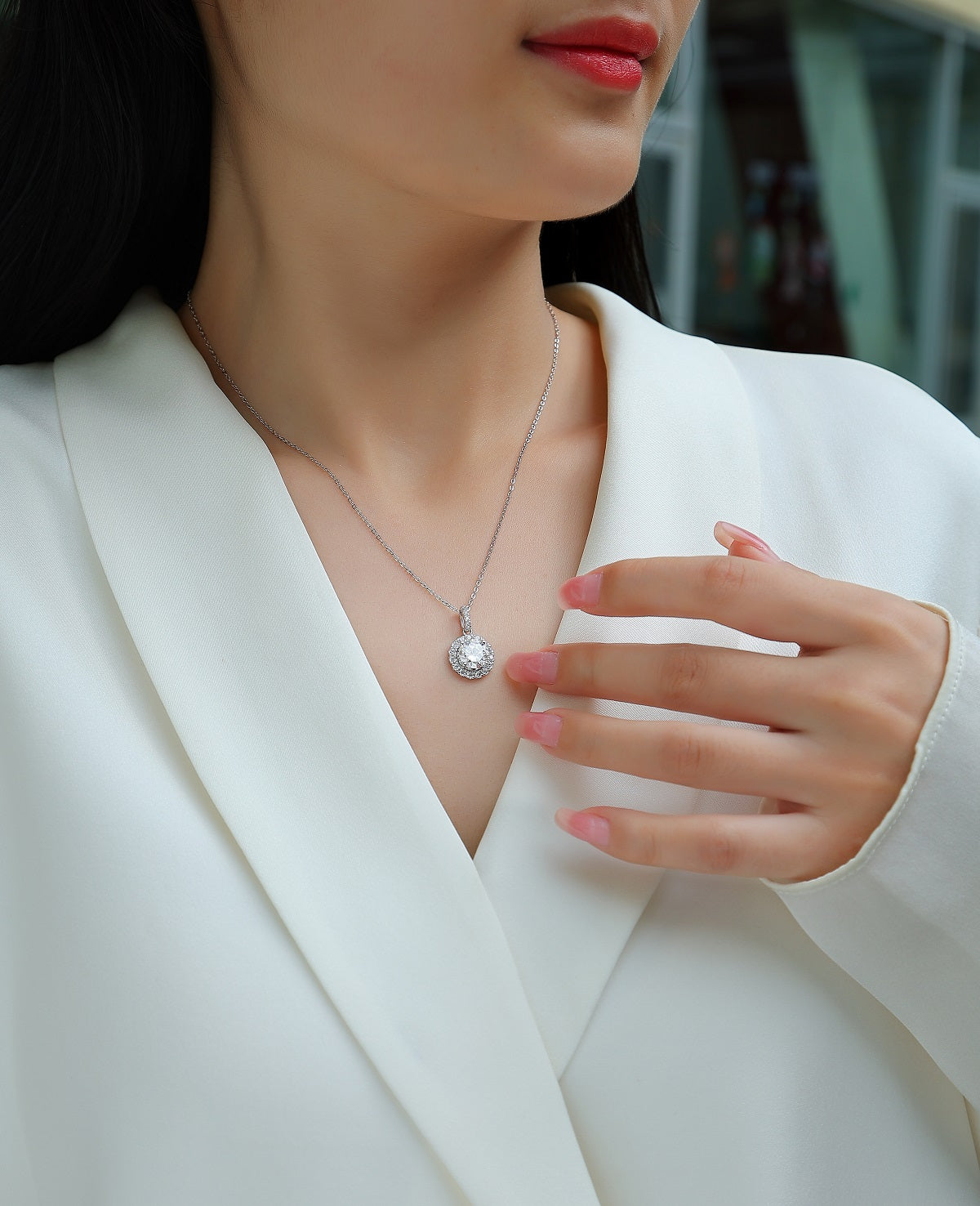 Moissanit Halskette 2 Karat in VVS-Reinheit und Farbgrad D - rhodinierte Anhänger mit eleganter  Kette aus 925er Silber